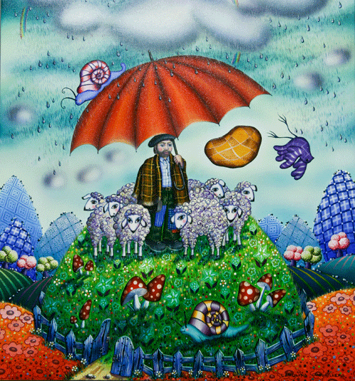 carolina cuadrillero naif pastor bajo la lluvia